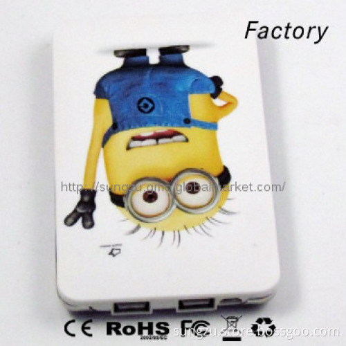 Lovely minion power bank with dual usb power bank charger